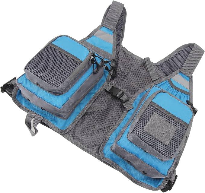 Fly Fishing Vest, Multi Pockets Lightweight Mesh Vest with Adjustable Straps for Men and Women, Breathable Fishing Gear for Trout Travel