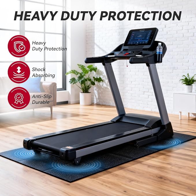 Treadmill Mat for Hardwood & Carpet Floors, 79" × 39.4", 0.2" Thick Extra Large Non-Slip Exercise Equipment Mat, Mat for Under Treadmill & Indoor Bike on Carpet