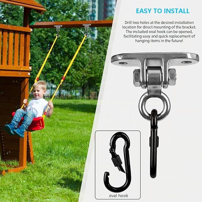 Heavy Duty Swing Hanger for 1000 LBS Capacity Hammock Hanger 180° Swing Stainless Steel Swing Hardware Accessories for Porch Playground Yoga Sand Bag