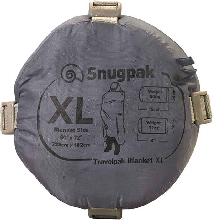 Snugpak Travelpak Blanket with Compression Stuff Sack, Lightweight, Pebble Grey