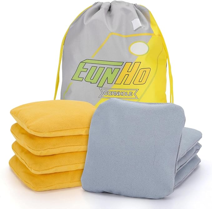 EunHo Regulation Cornhole Bags Set of 8 - Dual Sided Slick and Stick Cornhole Bean Bags for Tossing Game Professional All Weather Pro Corn Hole Bags with Tote Bag