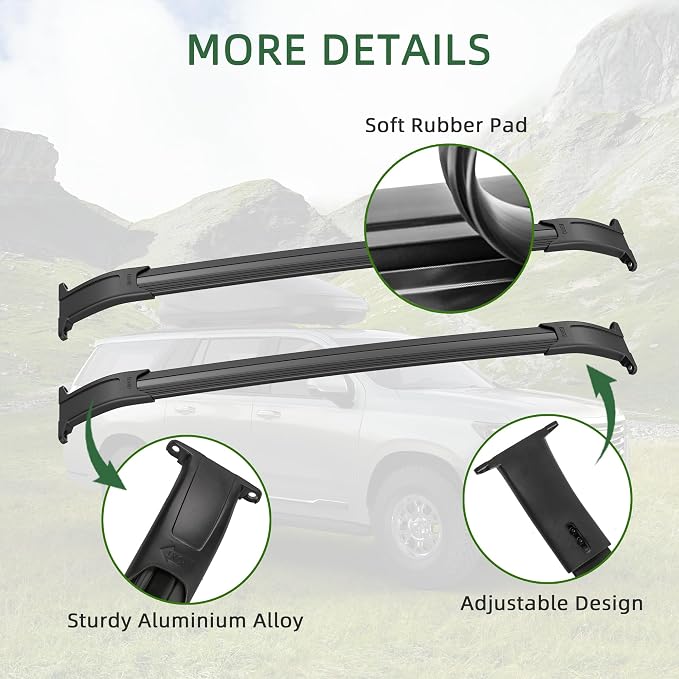 MOSTPLUS Roof Rack Cross Bar Rail Compatible for GMC Yukon/Chevy Tahoe/Escalade with Side Rails 2015 2016 2017 2018 2019 2020 Cargo Racks Rooftop Luggage Canoe Kayak Carrier Rack