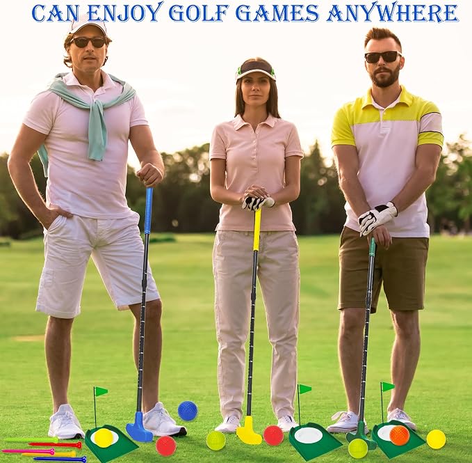 5 Set Golf Putters Adjustable Two Way Putters with Colorful 10 Practice Balls 5 Golf Tees 5 Putting Cup for Indoor Outdoor Activities, 5 Colors