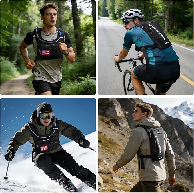 Maelstrom Hydration Vest with 2L Water Bladder Backpack for Running Hiking | Chest Pack, BPA-free, High Flow Bite, Reflective Stripe, Helmet Buckle, Detachable, Breathable Pad, for Cycling, Marathon