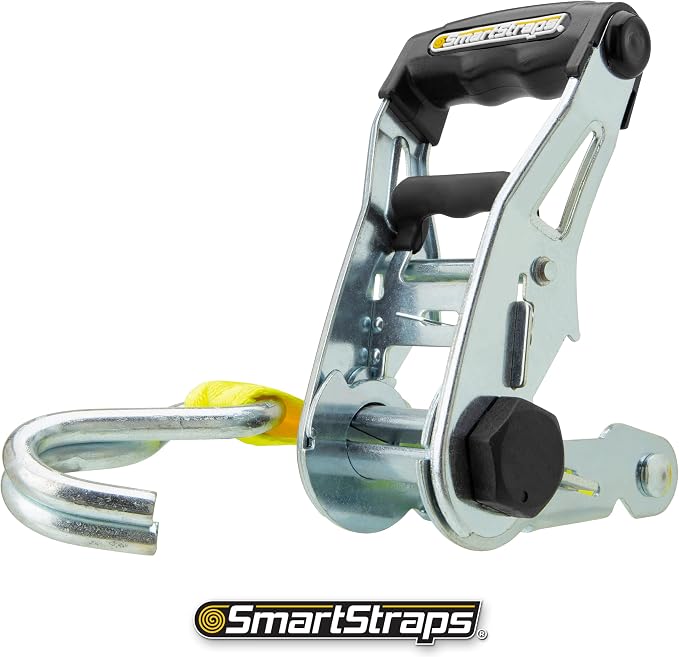 SmartStraps 14’ Ratchet Straps, 2 Pack –5,000lbs Break Strength, 1,667lbs Safe Work Load –Commercial Tie Down Straps for Heavy Duty Cargo, Haul Equipment and Vehicles