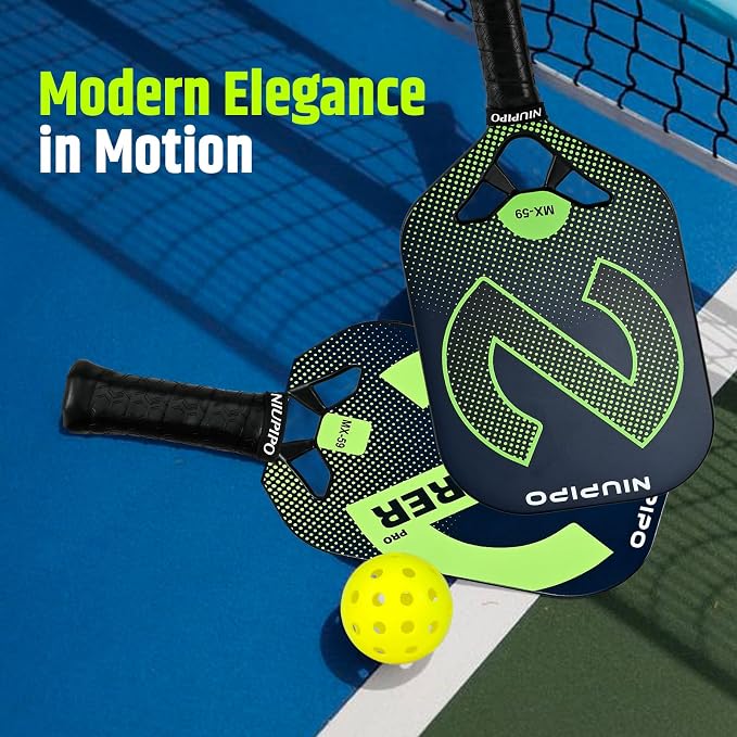 niupipo Pickleball Paddles Set of 2/4/1, USAPA Approved Carbon Fiber & Fiberglass Hybrid, Easy Power, Polypropylene Honeycomb Core, Cushioned 4.72" Grip, Bag/Cover, Pickleball Paddle Set for Men Women
