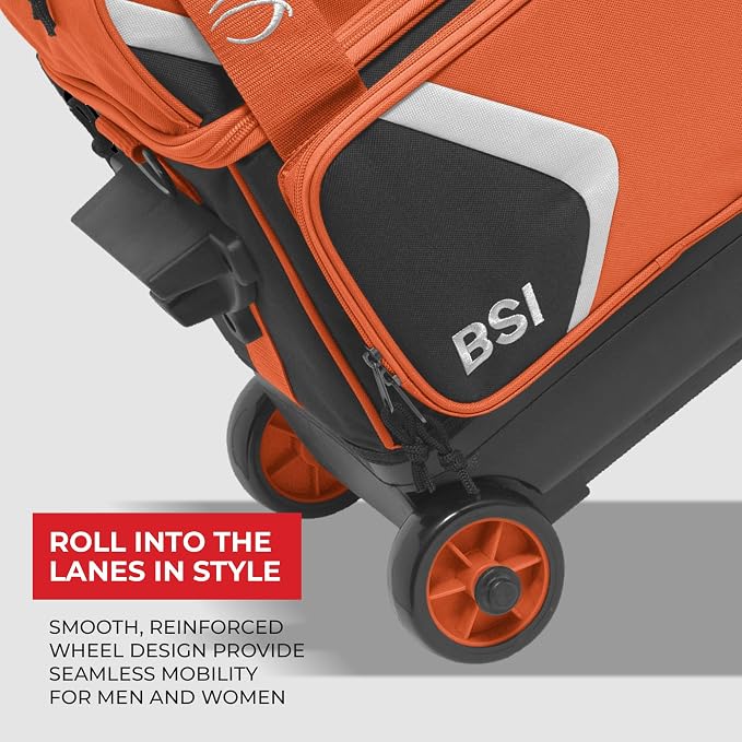 BSI Dash Roller Bowling Bag with Smooth Rolling Wheels, Padded Ball Compartment, Retractable Locking Handle, & Shoe Pocket