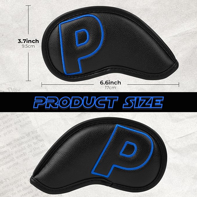 Craftsman Golf 10pcs Red No. on Both Sides Magnetic Closure Classic Black Leather Iron Headcover Covers Set Travel Cases Protector Available Custom with Name