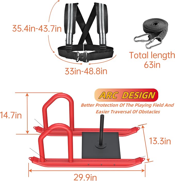 Weight Sled for Training, Heavy Duty 500 LBS Pull Push Sled for Outdoor, Indoor, Football, Durable Steel Weighted Sled, Compatible with 1" & 2" Weight Plate, Frame with Adjustable Reflective Stripe Vest