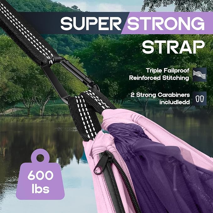 Camping Hammock Mosquito Net,Double & Single Portable Hammocks for Kids Hammocks with 2 Tree Straps,Hammock Tent for Travel Camping,Camping Accessories for Indoor Outdoor Hiking Backpacking