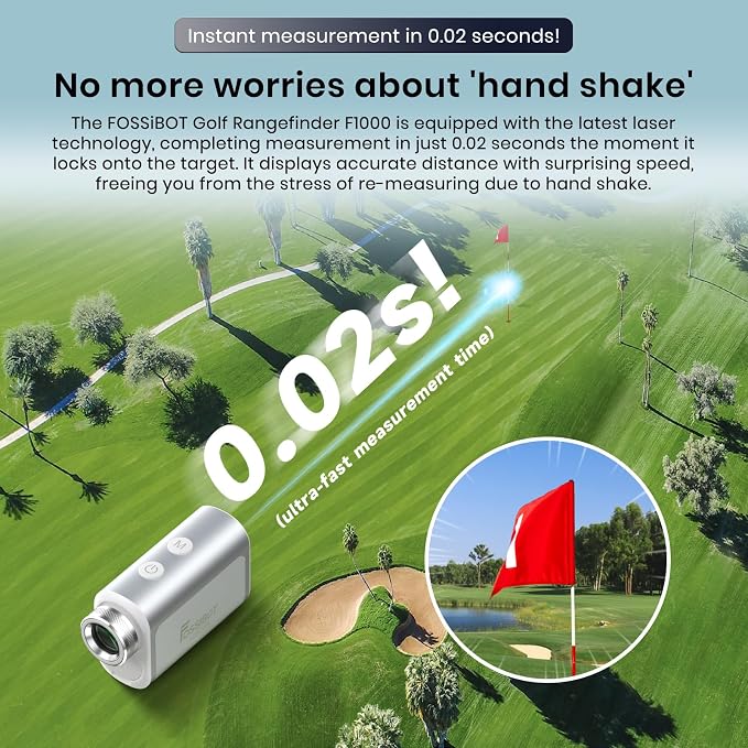 FOSSIBOT Range Finder Golf Rangefinder with Slope and Magnetic,Flag Pole Locking Vibration,6.5X Magnification,3-1100 Yards.