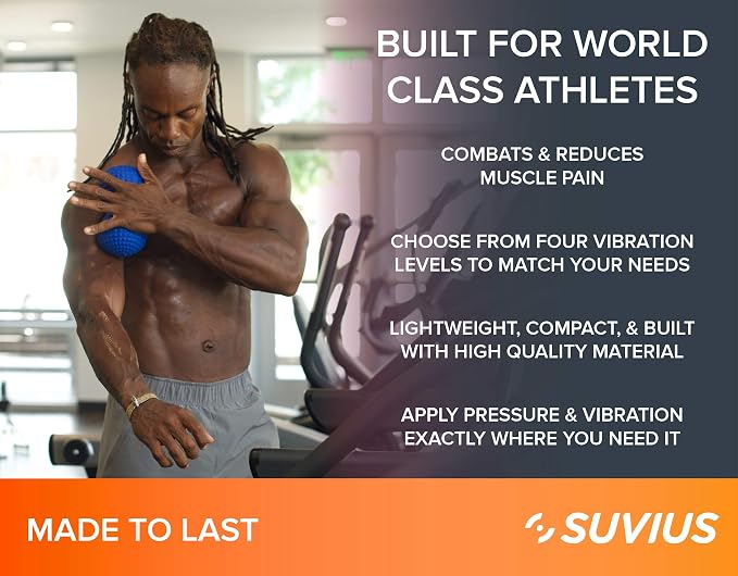 Vibrating Peanut Roller By Suvius - 4 Intensity Levels - Perfect for a Foot, Back, Neck, or Whole Body Massage - Like A Foam Roller But Better - Speeds Recovery After Workout