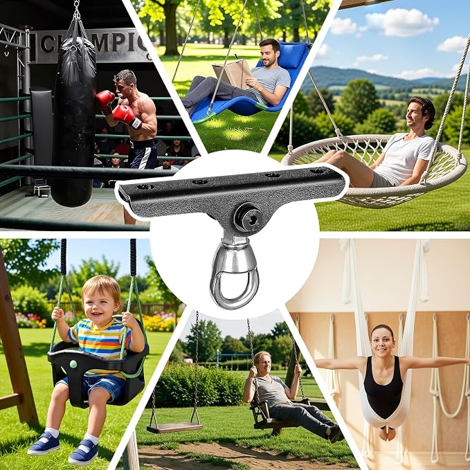 Heavy Punching Bag Hanger | Wall/Ceiling Mount Hook with 180° / 360° Rotation | Wood Beam Holder for Boxing, Weight Training, Aerial Yoga Swing & Hammock