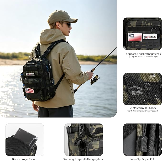 RUNCL Fishing Tackle Backpack, Lightweight Portable Gear Bag, Soft & Comfortable All Day Carry Design, Large Capacity Multi-Pocket Organizer Storage for Bass Fishing, Kayak, Bank & Shore Anglers