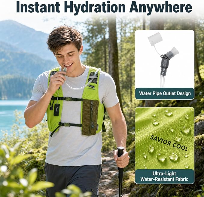 Cooling Vest for Men Women, Hydration Vest for Running Hiking | 2L Water Bladder，3 Cold Source