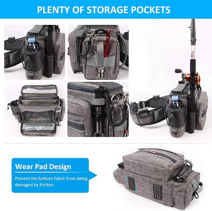 YVLEEN Sling Fishing Tackle Bag - Outdoor Tackle Box - Water-Resistant Waist Bag Cross Body Fly Fishing Sling Pack