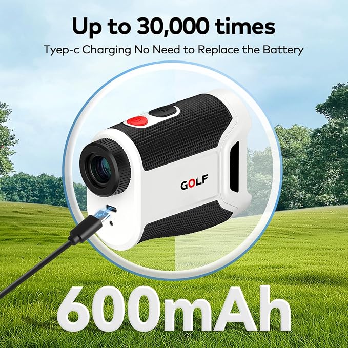Golf Range Finder with Slope, 1200 Yards Rechargeable Range Finder Golf, 7X Magnification, Flag Lock Vibration, Magnetic Mount,±0.5 Yard Accuracy, Waterproof, Ideal for Golfing & Hunting
