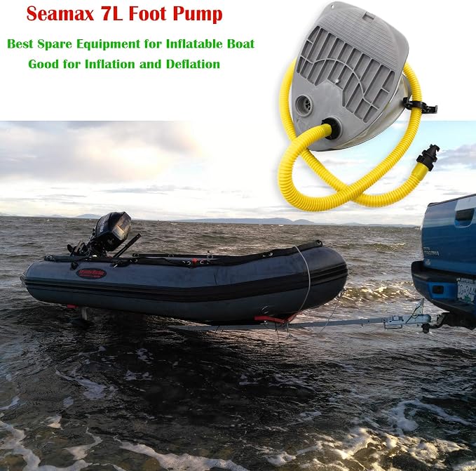 Seamax 7L Single Stage Foot Pump for Inflatable Boats, Max 3.6 PSI Support Inflation and Deflation
