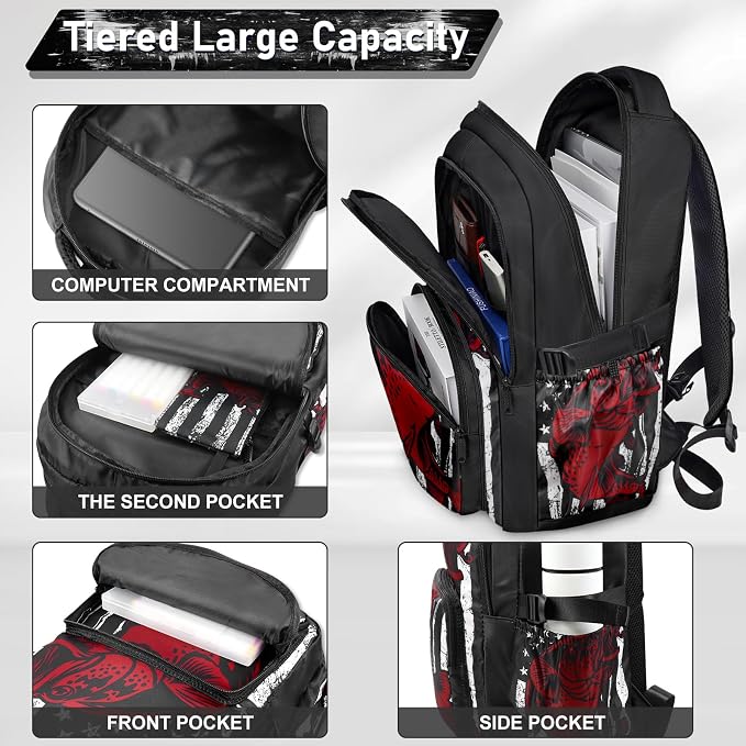 Fishing Backpack Set for Boys, Kids Fishing School Backpack with Lunch Box Pencil Bag, with for Students