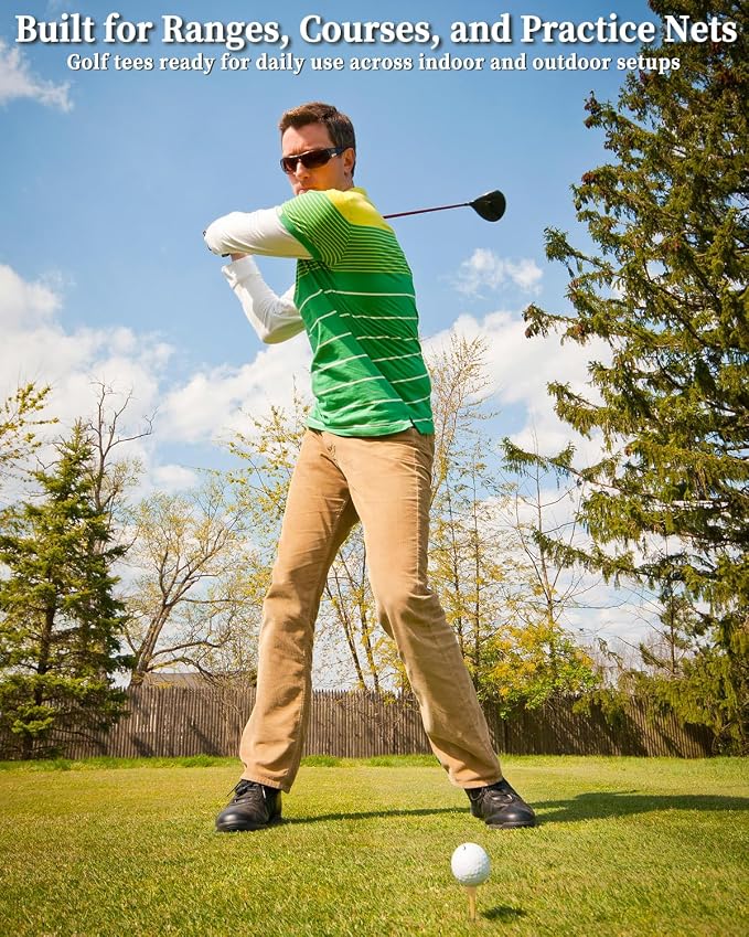 ATPEAM Bamboo Golf Tees 3-1/4'' Golf Tees More Stable Reduce Side Spin and Friction (1000 pcs)