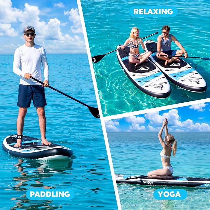 InnoExpo Inflatable Stand Up Paddle Boards with Premium Accessories, Wide Stable SUP Paddle Board Design, Non-Slip Comfort Deck for Youth & Adults