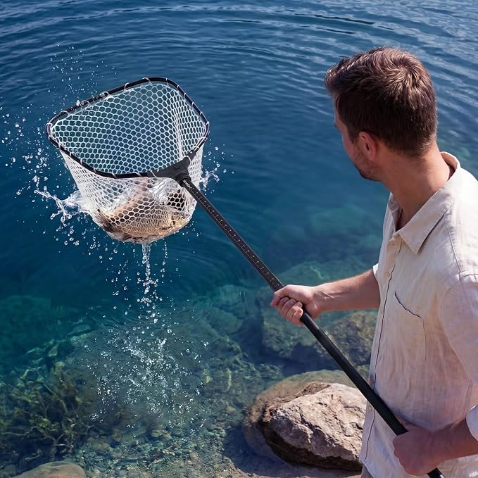 VEVOR Fishing Net, Landing Nets with Telescopic Handle Lightweight and Stronger Fish Gear, Durable and Fish-Friendly, for Kayak, Boat, Bank, Pond