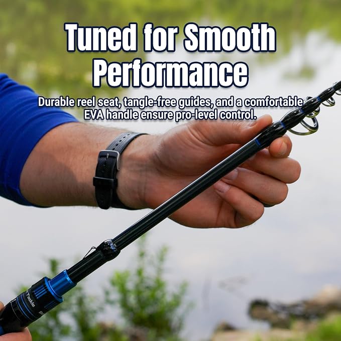 Reaction Tackle Telescopic Spinning Rod Series– Carbon Travel Fishing Rod – Collapsible Rod for Freshwater and Saltwater