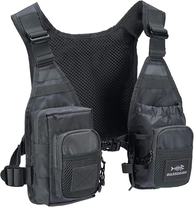 BASSDASH FV08 Ultra Lightweight Fly Fishing Vest for Men and Women Portable Chest Pack