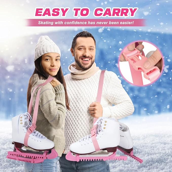 Hikeen Ice Skate Guards with Shoulder Straps,Enhanced Stability Ice Skate Blade Guards,Non-Slip Hockey Skate Blade Protector for Adult and Kids