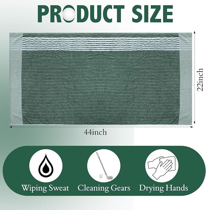 Buryeah Golf Towel 22 x 44 Inch Cotton Golf Caddy Towel Camping Large for Caddies Golfers Tour Players Club with Stripe