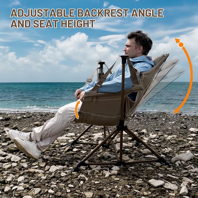 TIMBER RIDGE Hammock Camping Chair, Oversized Swinging Chair for Outdoor Lawn, Backyard and Patio, Supports 400lbs, Tan