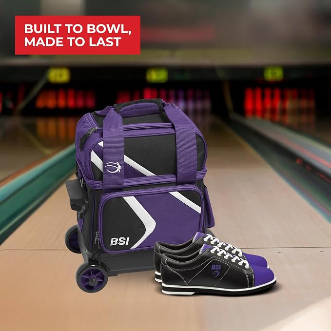 BSI Dash Roller Bowling Bag with Smooth Rolling Wheels, Padded Ball Compartment, Retractable Locking Handle, & Shoe Pocket