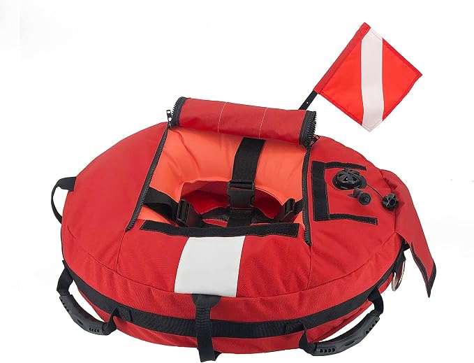 Scuba Dive Float Freediving Buoy. Includes Inner Tube & 8inch Dive Flag Nylon Float Cover with Mesh Bottom