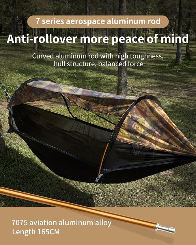 Camping Hammock Tent with Hammock Underquilt, Lightweight Hanging Hammocks Tree Straps, Portable for Hiking, Backpacking