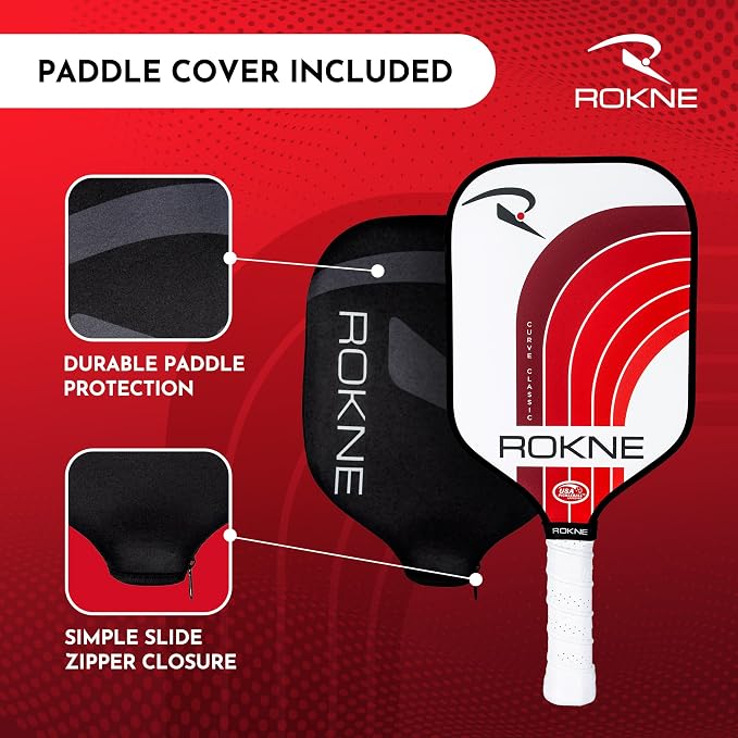 ROKNE Curve Classic Pickleball Paddle | USAPA Approved Fiberglass Pickleball Paddles | Precision Engineering & Comfort | ProGrit Texture for Max Spin & Power | Paddle