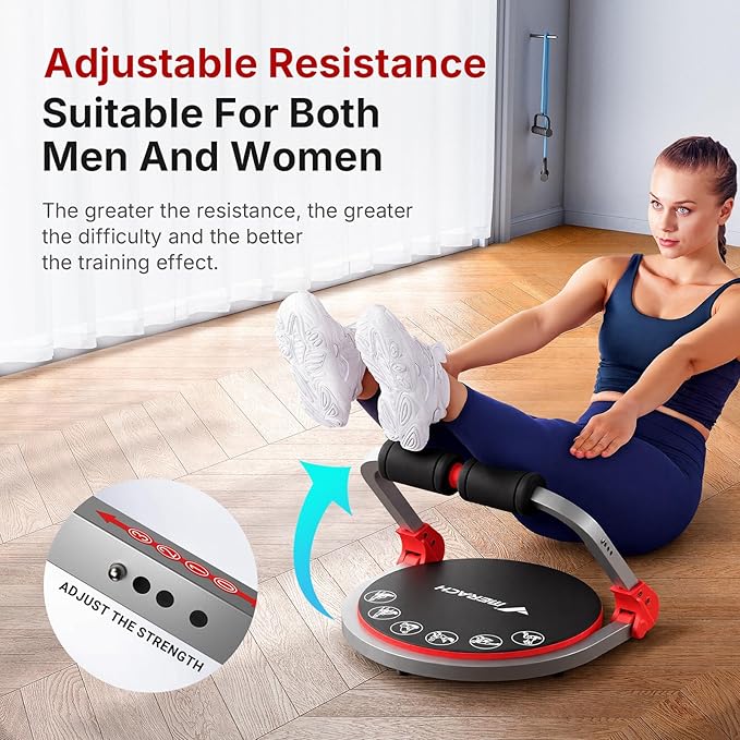MERACH Ab Machine, Sit Up Exercise Equipment with 3 Adjustable Resistance Levels, Automatic Rebound Ab Crunch Machine for Core Workout, Ab Workout Equipment for Stomach