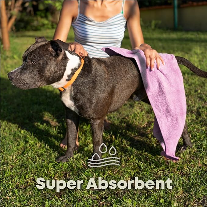 Extra Large Dog Towel for Big Dogs — 400 GSM Premium Microfiber, Fits Golden Retriever, Labrador, Bernese — Super Absorbent Quick Dry, Machine Washable (Purple, L)