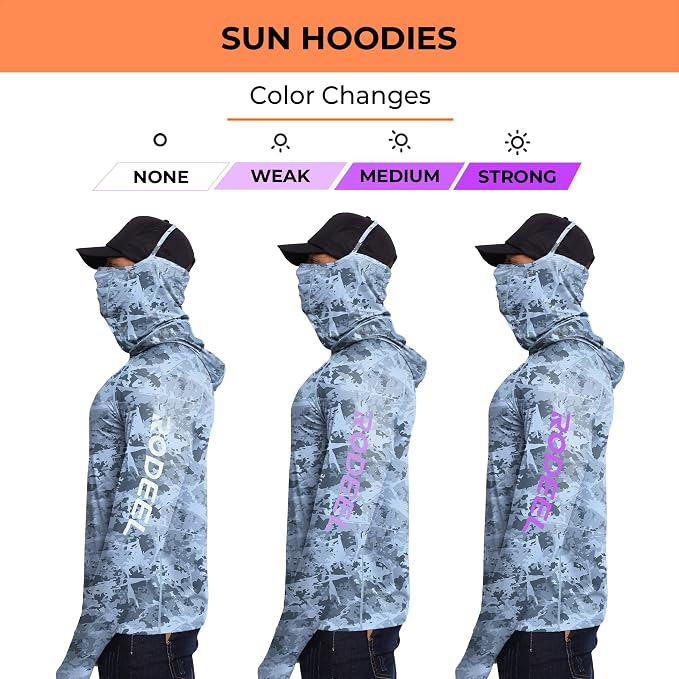 Rodeel Men's UPF 50+ Performance Fishing Hoodie, Long Sleeve Sun Protection Athletic Quick-Dry Breathable T-Shirt