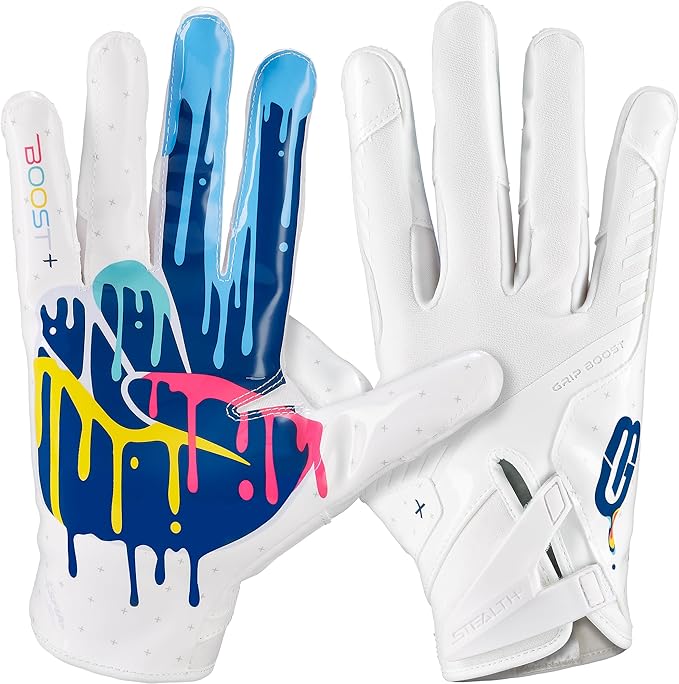Grip Boost Football Gloves - Peace Stealth 6.0 Boost Plus Sticky Technology - Adult and Youth Football Gloves for Wide Receiver - Men's and Boys Sizes