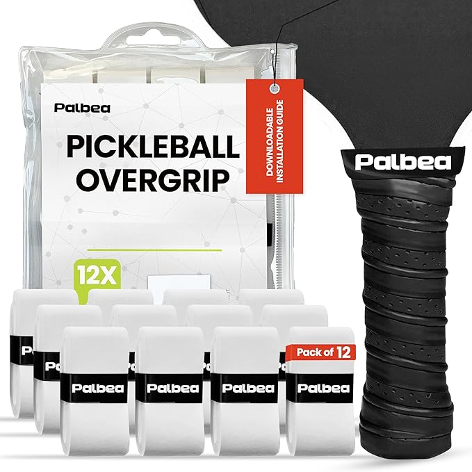 Pickleball OverGrip Tape - Pack of 3/6/12/22/60 - Extra Tacky White Pickleball Grip Tape - High Sweat Absorption & Non-Slip Soft Touch. Accessories Designed to Enhance Your Pickleball Paddle Grip Tape