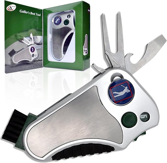 Golfer's Best Tool – 6-in-1 Golf Multitool | Fathers Day Gift | Stroke Counter, Divot Repair, Brush, Ball Marker, Cleat Tightener, Club Cleaner | Compact Golf Gift & Souvenir