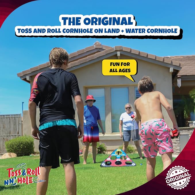 TOSS & ROLL NN' Hole - Portable Cornhole Game for Water or Land | for All Ages