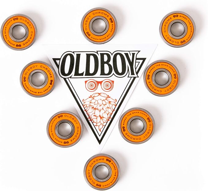 Oldboy Premium Skateboard Bearings, Set of 8 Bearings for Skateboards, Longboards, Inline Skates, Rollerblades, Super Lube Ball Bearings, Skateboard Accessories
