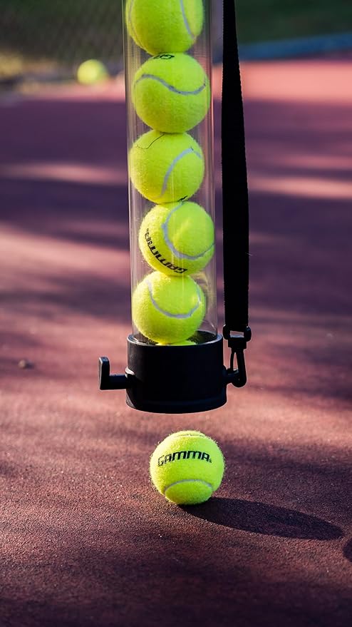 Gamma Sports Tennis Ball Tube Pickup – 18-Ball Capacity with Carry Strap and Durable Rubber End Caps with Fence Clips – Quick Court Cleanup Tool for Players, Coaches & Instructors
