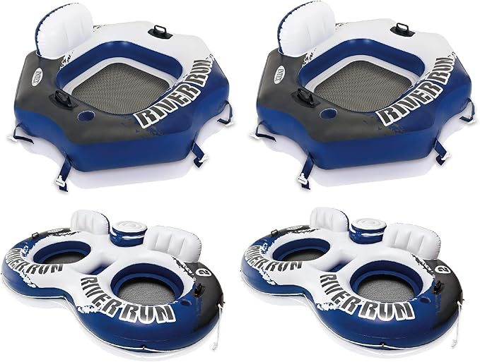 Intex River Run Floating Tube 2 Pack River Run II 2 Person Tube w/Cooler 2 Pack