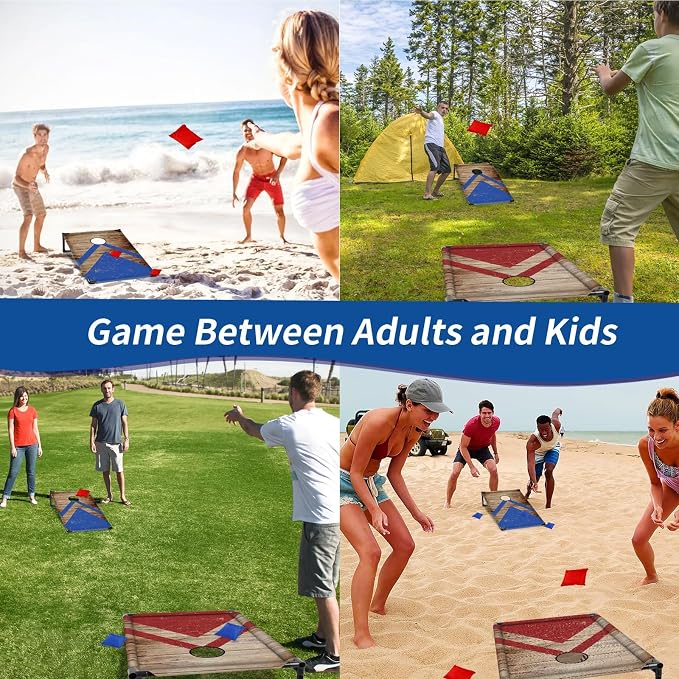 NZQXJXZ 3x2 ft Cornhole Board Set with 8 Bean Bags and Carrying Bag, Outdoor Toss Game Set for Kids and Adults, Portable Corn Hole Sets for Beach Lawn Backyard