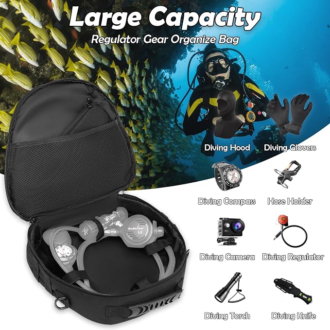 Scuba Regulator Bag - Tactical Style Diving Regulator Protective Bags Protecting and Storage Diving Gear with Adjustable Shoulder Strap