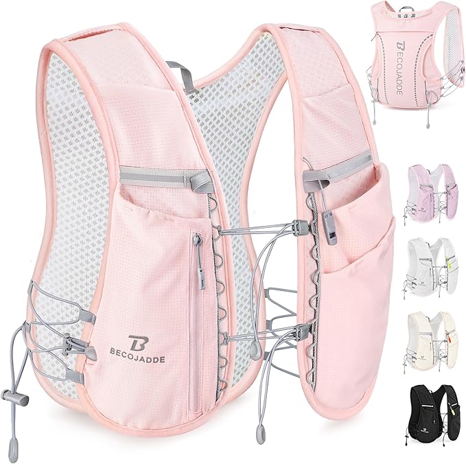 BECOJADDE 5L Running Vest for Women, Hydration Backpack Lightweight & Breathable for Trail Running, Marathon, Hiking, Cycling
