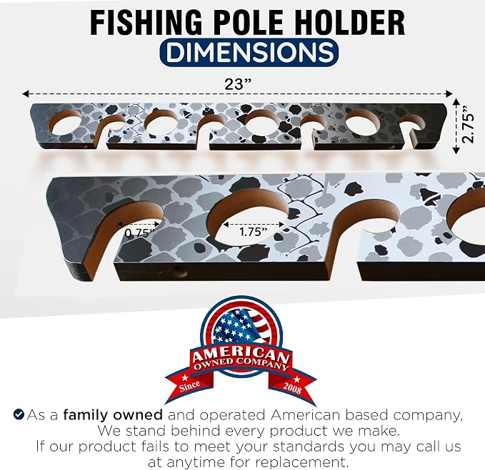 Rush Creek Creations Ceiling Rod Holder for 8 Fishing Poles - Garage Organization and Wall Storage for Reels, Gear, and Accessories - Horizontal Rack