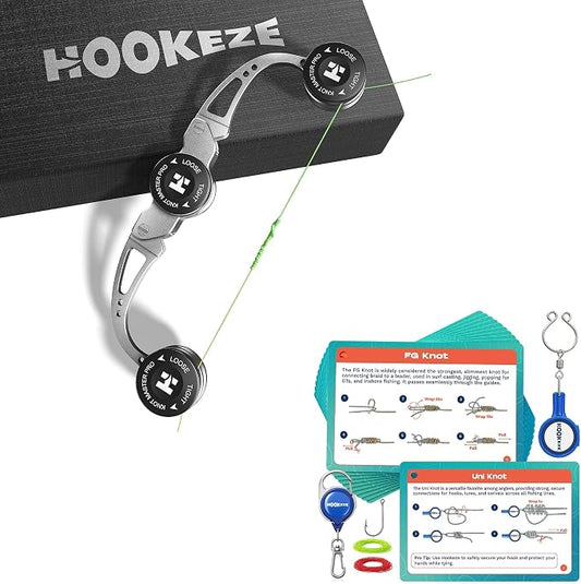 HOOK-EZE FG Knot Tying Tool & Complete Fishing Knot Tying Guide Kit, Fishing Gifts & Stocking Stuffers for Men